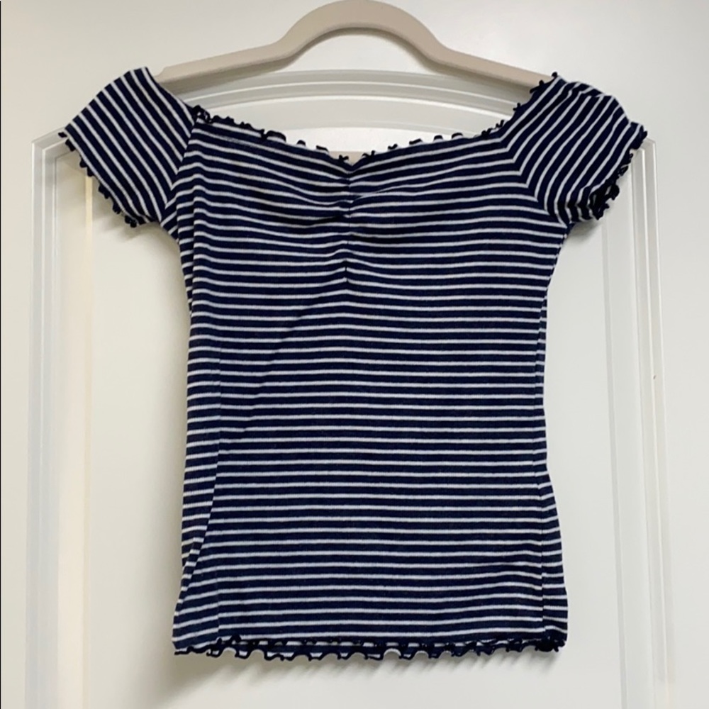 tight off the shoulder striped crop top